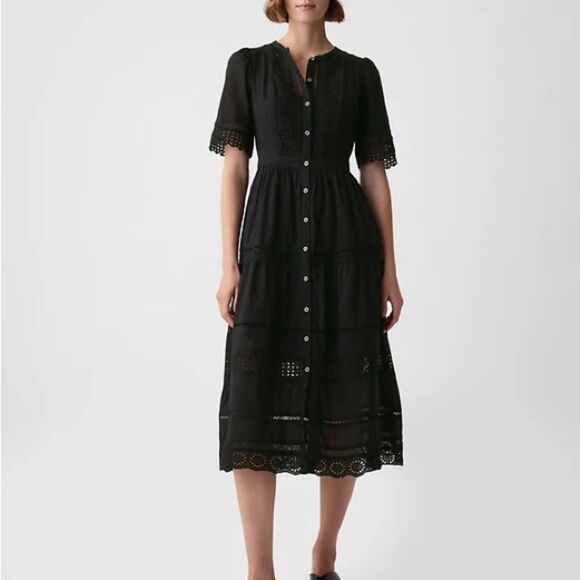 Gap Lace Button Front Midi Dress Fuchsia Pink Cotton Size XS NWOT - Picture 7 of 8